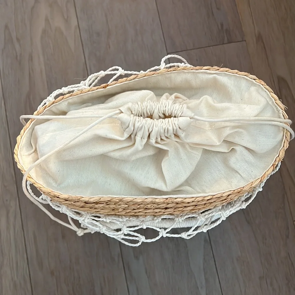NWT J.Crew Sedona Basket Bag White Straw